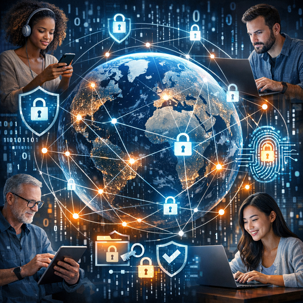 global network connections representing VPN security