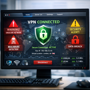 vulnerable VPN warning on computer screen
