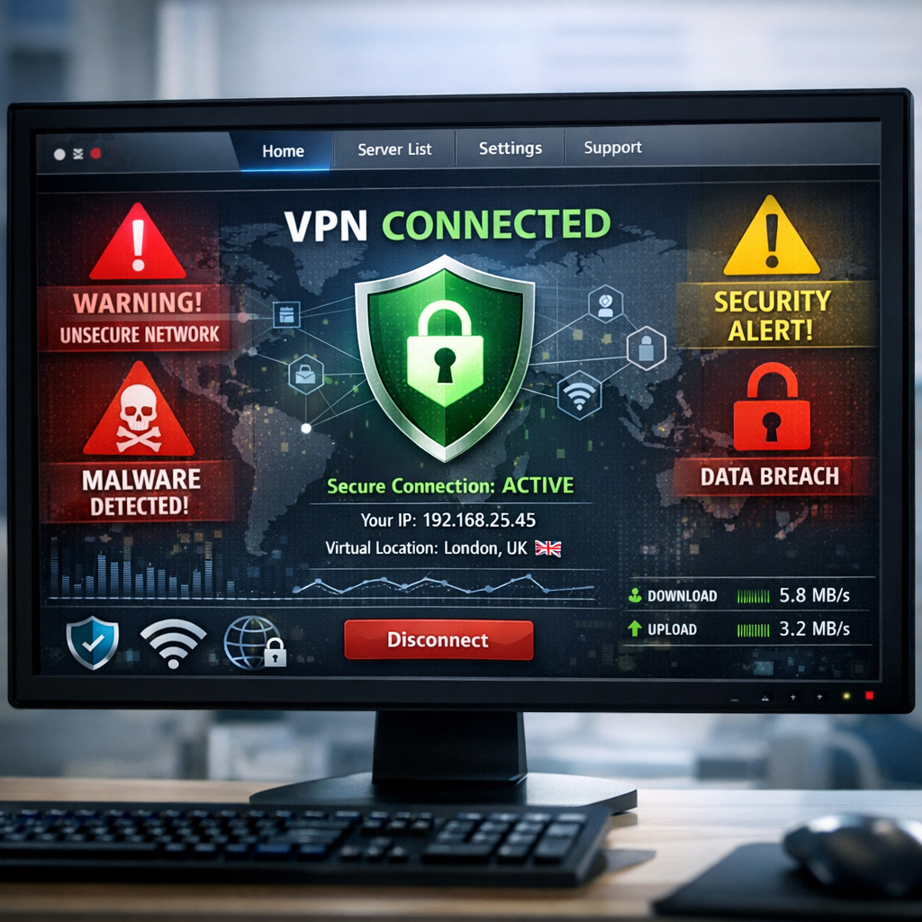 vulnerable VPN warning on computer screen