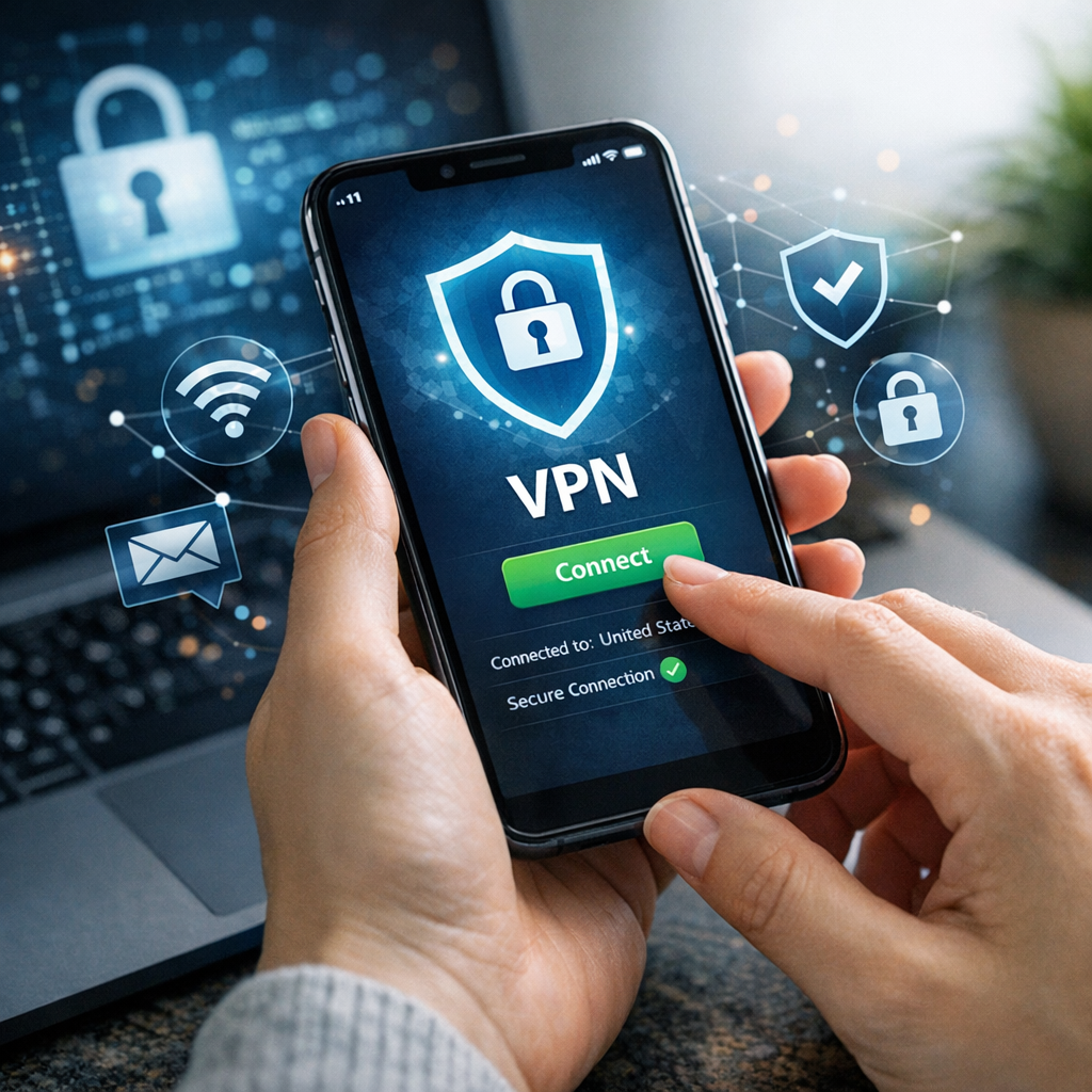 person using mobile VPN for user education on VPN usage