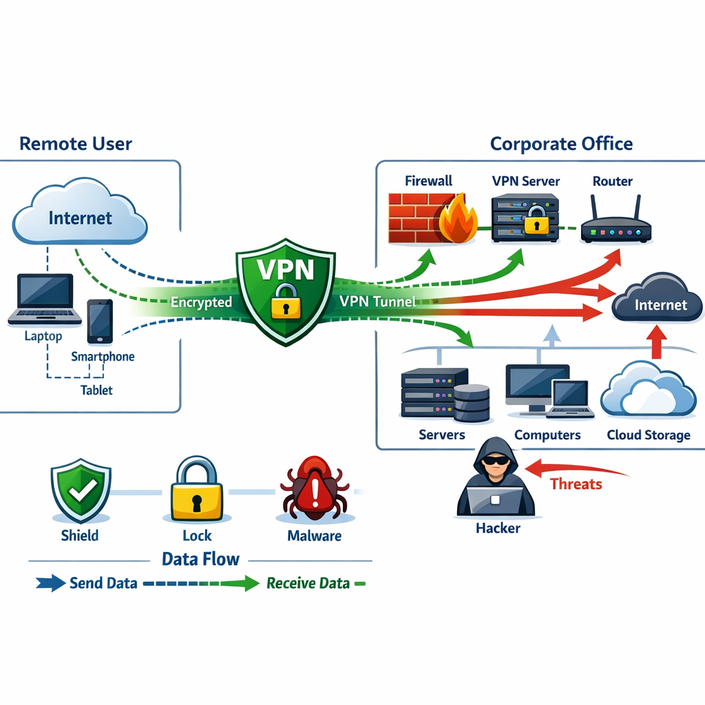 Diagram of VPN connection for specific devices